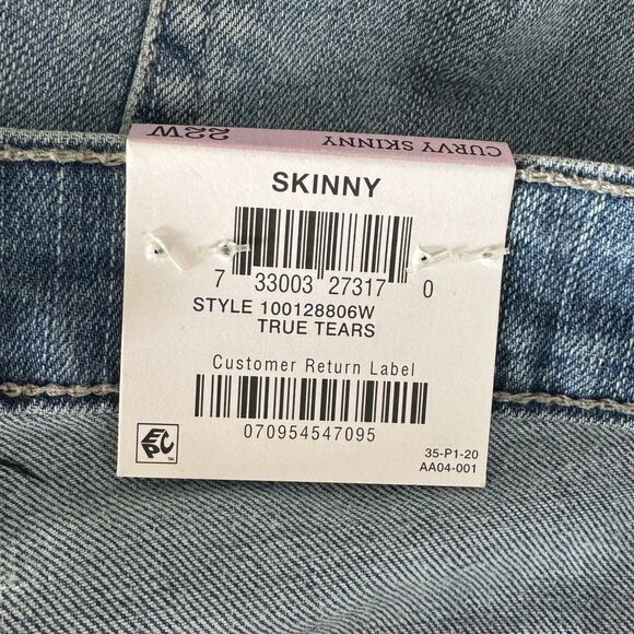 Style & Co SZ 22W Curvy Skinny Jeans Mid-Rise Medium Wash Stretch Whiskered Blue - Picture 8 of 10